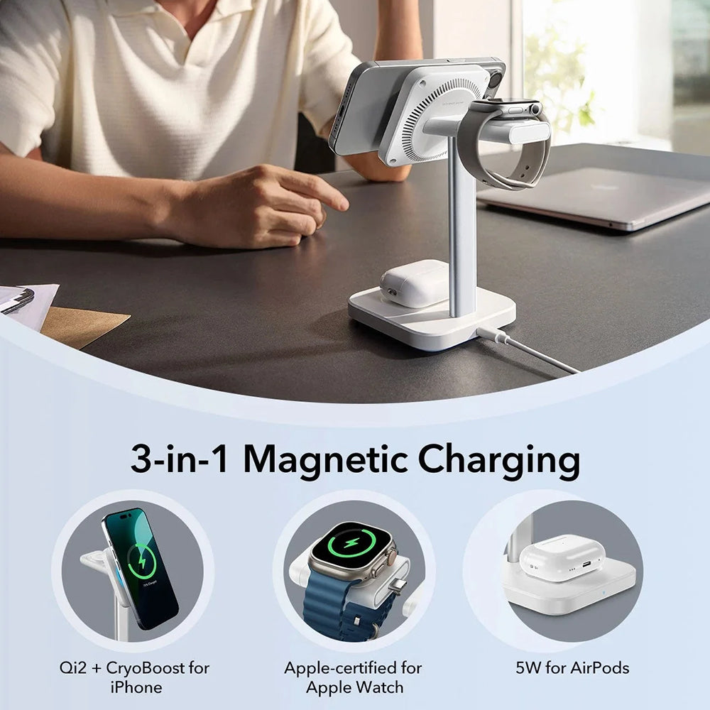 ESR CryoBoost 3in1 trådløs netværksoplader, 25W, 1.67A, Sort