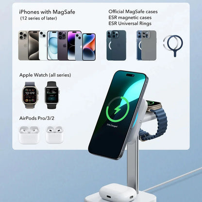 ESR CryoBoost 3in1 trådløs netværksoplader, 25W, 1.67A, Sort