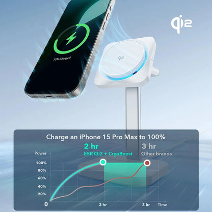 ESR CryoBoost 3in1 trådløs netværksoplader, 25W, 1.67A, Sort