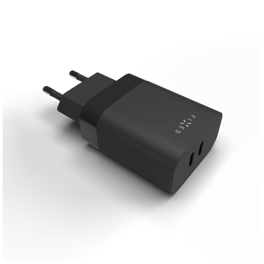 Netværksoplader Fixed, 35W, 3A, 2 x USB-C, Sort