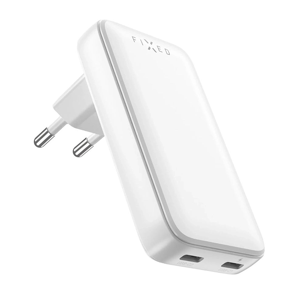 Netværksoplader Fixed Slim, 45W, 3A, 2 x USB-C, Hvid