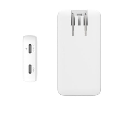 Oplader til netværk Fixed Travel, 45W, 3A, 2 x USB-C, Hvid
