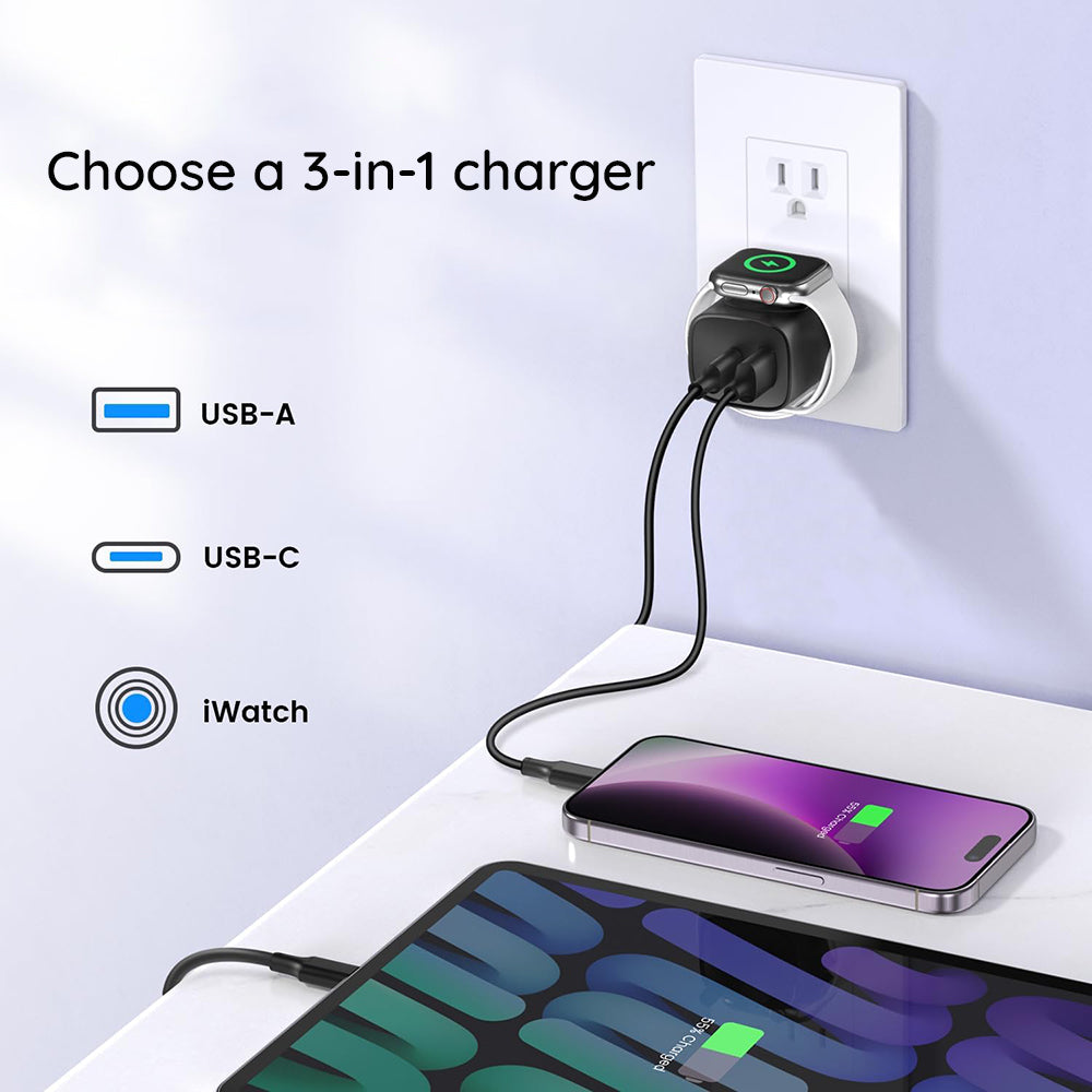 HAVIT UC132 2in1 Network Charger, 22W, 3A, 1 x USB-A - 1 x USB-C, Black