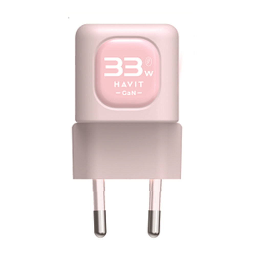 Netværksoplader HAVIT UC230, 33W, 3A, 1 x USB-A - 1 x USB-C, Pink