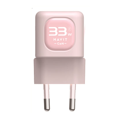 Netværksoplader HAVIT UC230, 33W, 3A, 1 x USB-A - 1 x USB-C, Pink