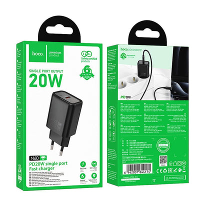 Netværksoplader HOCO N60, 20W, 3A, 1 x USB-C, Sort