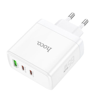 Netværksoplader HOCO N30, 65W, 3.25A, 1 x USB-A - 2 x USB-C, Hvid
