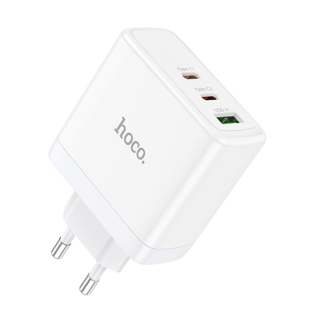 Netværksoplader HOCO N30, 65W, 3.25A, 1 x USB-A - 2 x USB-C, Hvid