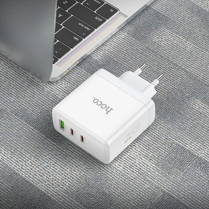 Netværksoplader HOCO N30, 65W, 3.25A, 1 x USB-A - 2 x USB-C, Hvid