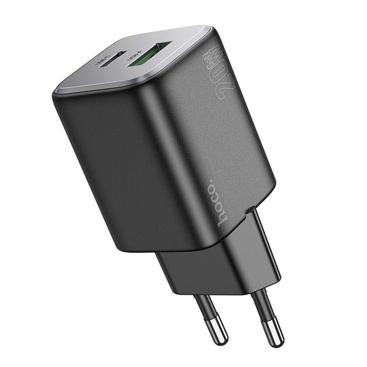 Netværksoplader HOCO N41, 20W, 3A, 1 x USB-A - 1 x USB-C, Sort