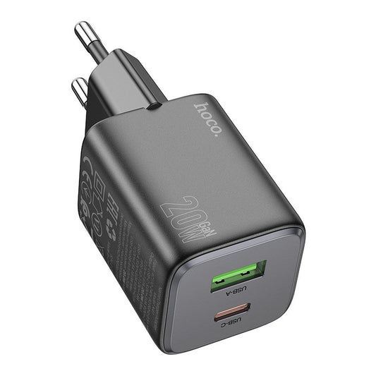Netværksoplader HOCO N41, 20W, 3A, 1 x USB-A - 1 x USB-C, Sort