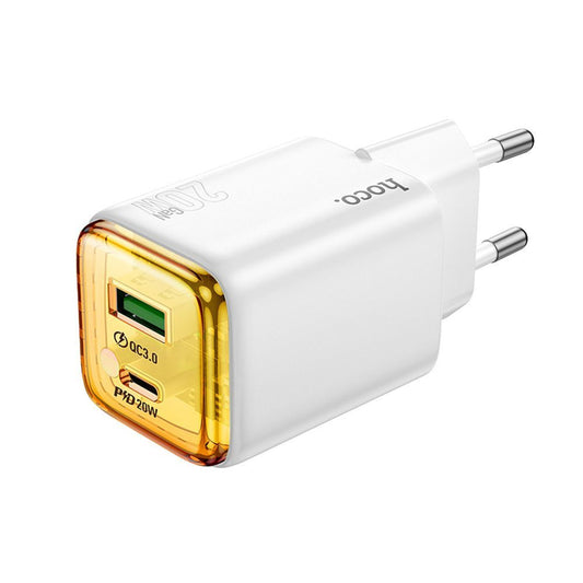 Netværksoplader HOCO N52, 20W, 3A, 1 x USB-A - 1 x USB-C, Hvid