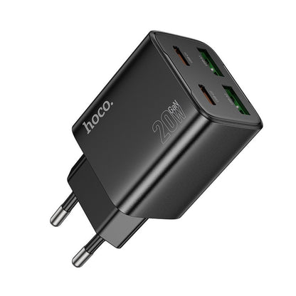 Netværksoplader HOCO N55, 20W, 3A, 2 x USB-A - 2 x USB-C, Sort