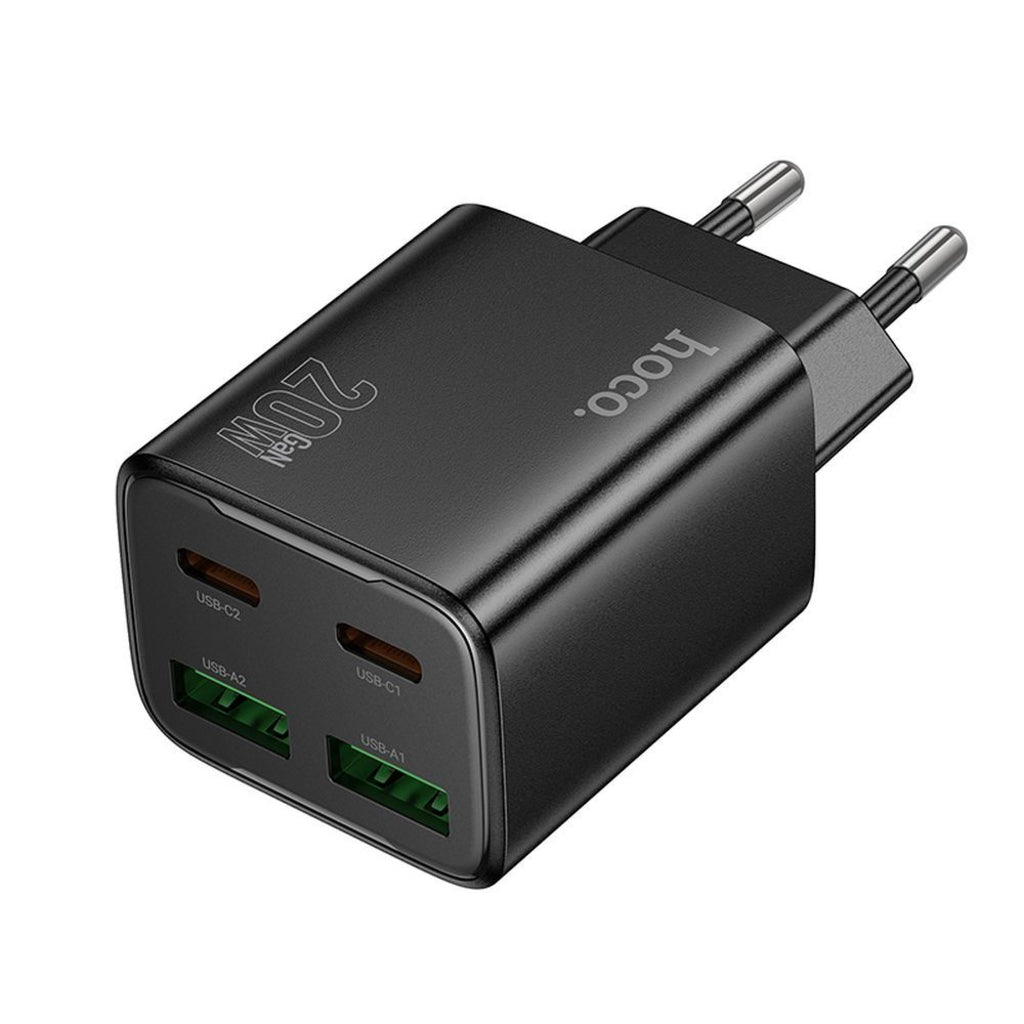 Netværksoplader HOCO N55, 20W, 3A, 2 x USB-A - 2 x USB-C, Sort