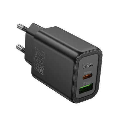 HOCO N61 netværksoplader, 20W, 3A, 1 x USB-A - 1 x USB-C, Sort