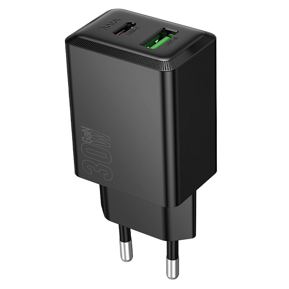 Netværksoplader HOCO N71, 30W, 3A, 1 x USB-A - 1 x USB-C, Sort