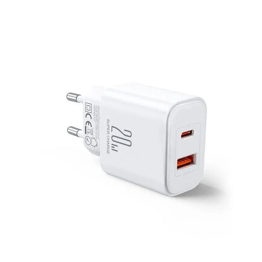 Netværksoplader Joyroom JR-TCF05, 20W, 3A, 1 x USB-A - 1 x USB-C, Hvid