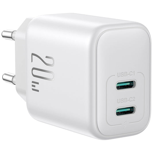 Netværksoplader Joyroom JR-TCF12, 20W, 3A, 2 x USB-C, Hvid