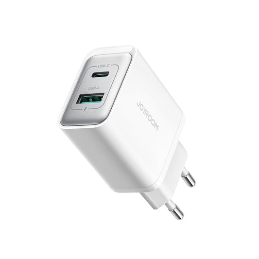 Joyroom JR-TCF15 netværksoplader, 30W, 5A, 1 x USB-A - 1 x USB-C, Hvid