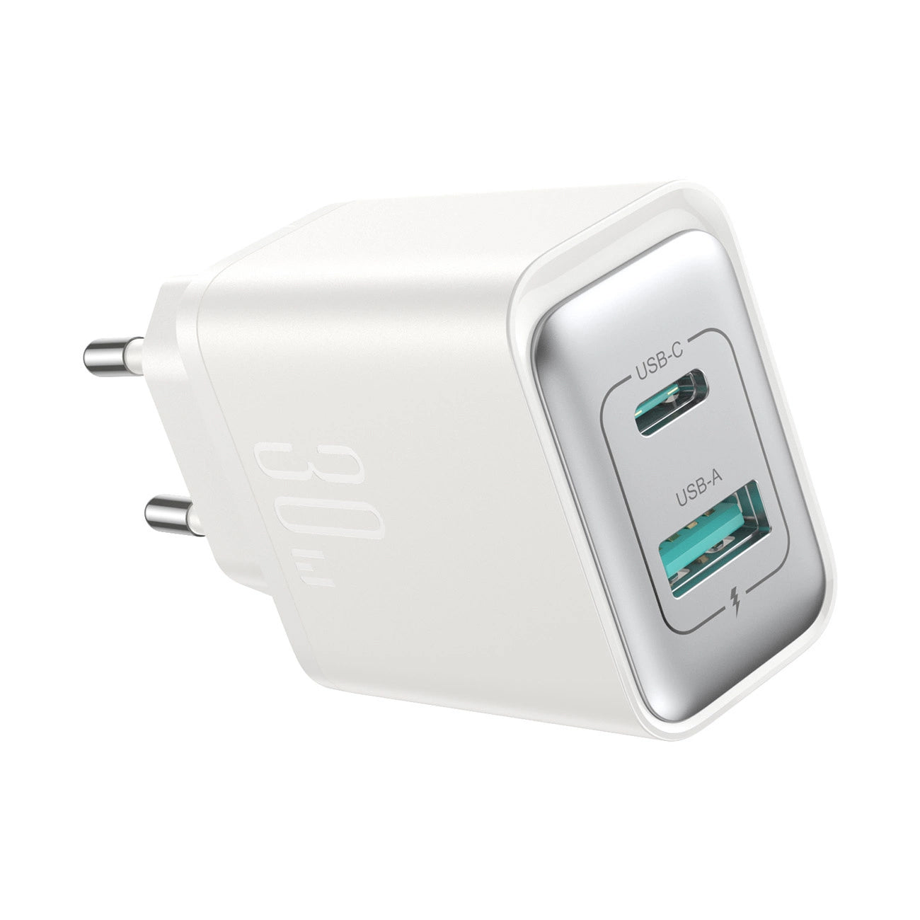 Joyroom JR-TCF15 netværksoplader, 30W, 5A, 1 x USB-A - 1 x USB-C, Hvid