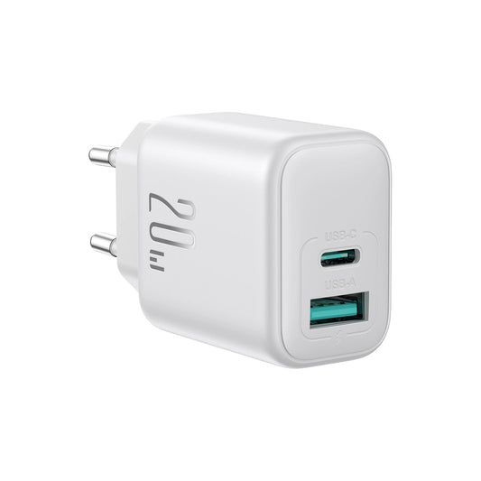 Netværksoplader Joyroom JR-TCF21, 20W, 3A, 1 x USB-A - 1 x USB-C, Hvid
