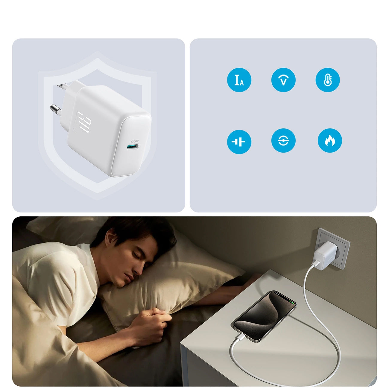 Joyroom JR-TCF24 netværksoplader, 30W, 3A, 1 x USB-C, Hvid