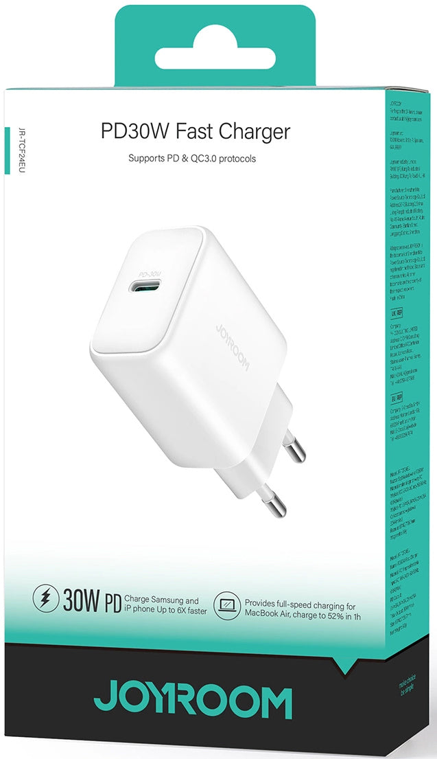 Joyroom JR-TCF24 netværksoplader, 30W, 3A, 1 x USB-C, Hvid