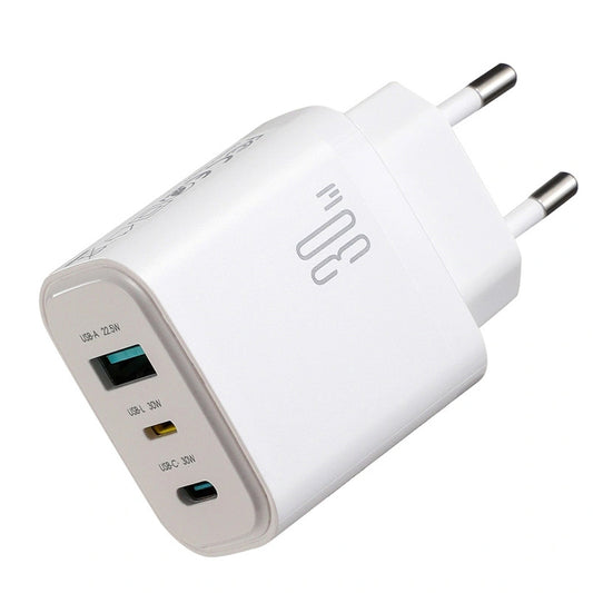 Joyroom JR-TG6 netadapter, 30W, 3A, 1 x Lightning - 1 x USB-A - 1 x USB-C, Hvid