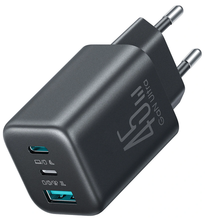 Joyroom JR-TO1 Netoplader, 45W, 3A, 1 x Lightning - 1 x USB-A - 1 x USB-C, Sort