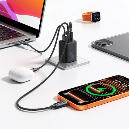 Joyroom JR-TO1 Netoplader, 45W, 3A, 1 x Lightning - 1 x USB-A - 1 x USB-C, Sort