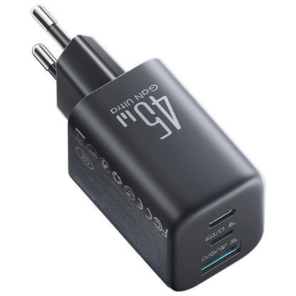 Joyroom JR-TO1 Netoplader, 45W, 3A, 1 x Lightning - 1 x USB-A - 1 x USB-C, Sort