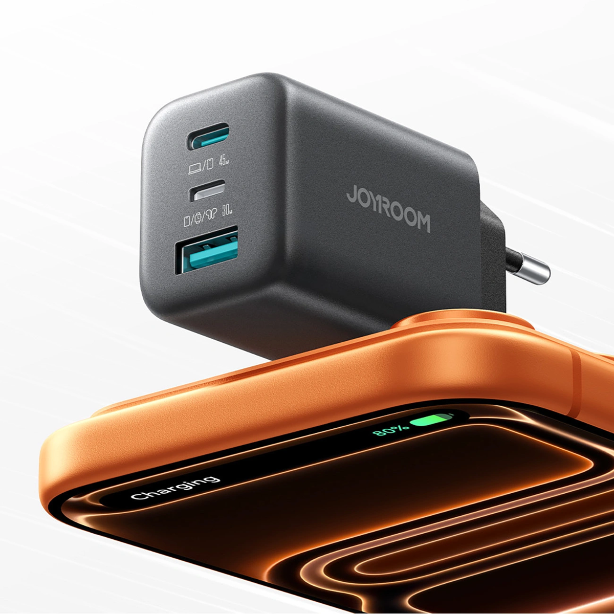 Joyroom JR-TO1 Netoplader, 45W, 3A, 1 x Lightning - 1 x USB-A - 1 x USB-C, Sort