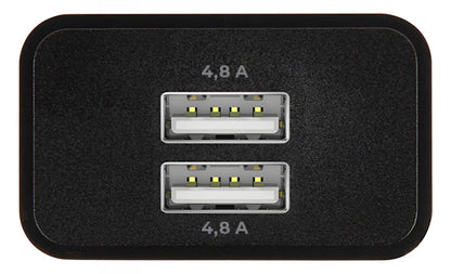 MaXlife MXTC-12 Netværksoplader, 24W, 2.4A, 2 x USB-A, Sort
