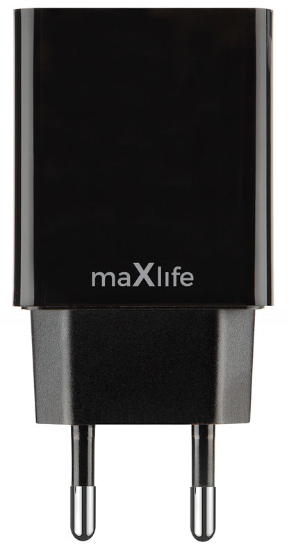 MaXlife MXTC-12 Netværksoplader, 24W, 2.4A, 2 x USB-A, Sort