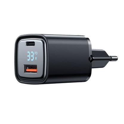McDodo CH-1701 Graphite Display Netværksoplader, 33W, 3A, 1 x USB-A - 1 x USB-C, Sort