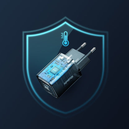 McDodo CH-1701 Graphite Display Netværksoplader, 33W, 3A, 1 x USB-A - 1 x USB-C, Sort