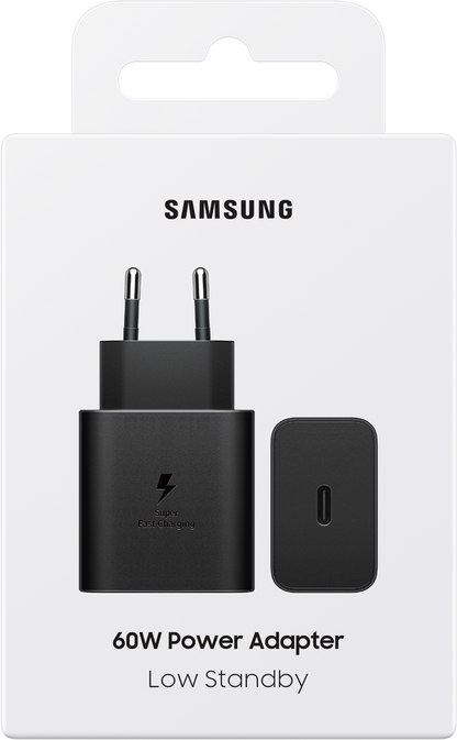 Samsung netværksoplader, 60W, 3A, 1 x USB-C, Sort EP-T6010NBEGWW