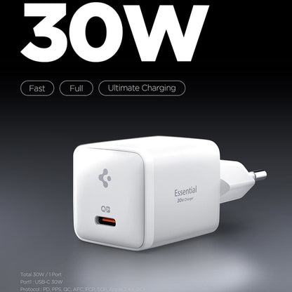 Spigen EE301EU Essential netværksoplader, 30W, 3A, 1 x USB-C, Hvid ACH09492