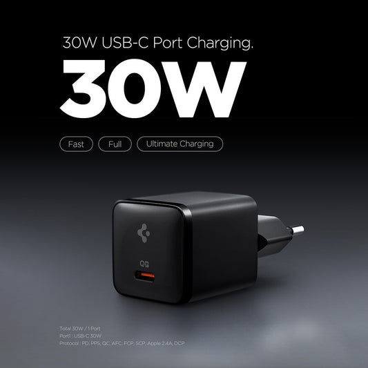 Spigen EE301EU Essential Netoplader, 30W, 3A, 1 x USB-C, Sort ACH09493