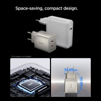 Spigen EE472EU Essential netoplader, 47W, 3A, 2 x USB-C, Titan grå ACH10451