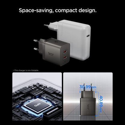 Spigen EE472EU Essential netoplader, 47W, 3A, 2 x USB-C, grå ACH10450