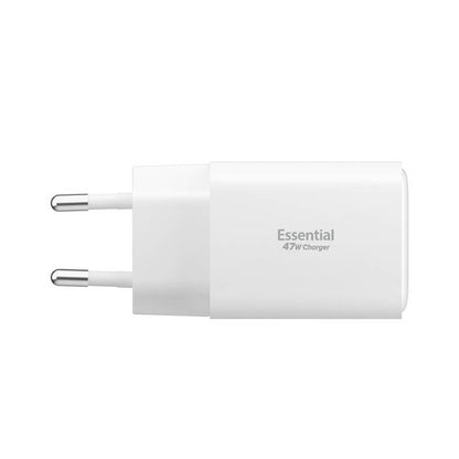 Spigen EE473EU Essential netværksoplader, 47W, 3A, 1 x USB-A - 2 x USB-C, Hvid ACH09464