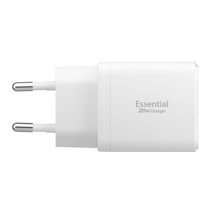 Spigen Essential Network Charger, 20W, 3A, 1 x USB-A - 1 x USB-C, White