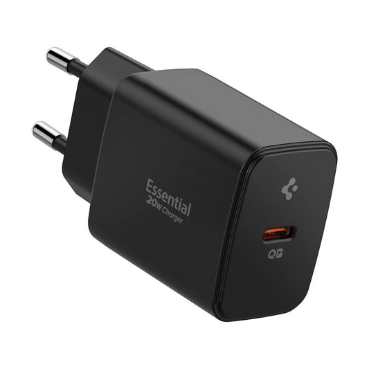 Spigen Essential netværksoplader, 20W, 3A, 1 x USB-C, Sort