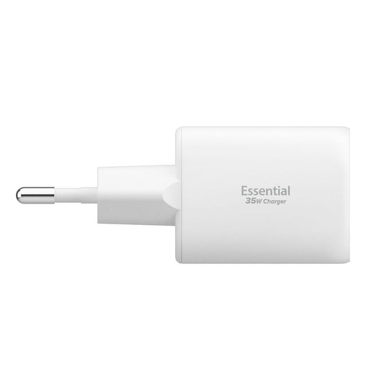 Spigen Essential netværksoplader, 35W, 3A, 1 x USB-A - 1 x USB-C, Hvid