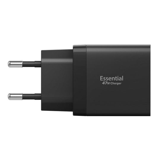 Spigen Essential Netværksoplader, 47W, 3A, 2 x USB-C, Sort