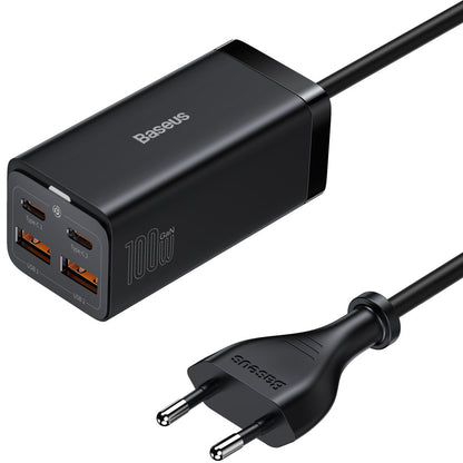 Baseus GaN3 Pro opladerstation, 100W, 5A, 2 x USB-A - 2 x USB-C, Sort CCGP000101