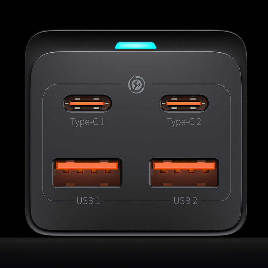 Baseus GaN3 Pro opladerstation, 100W, 5A, 2 x USB-A - 2 x USB-C, Sort CCGP000101