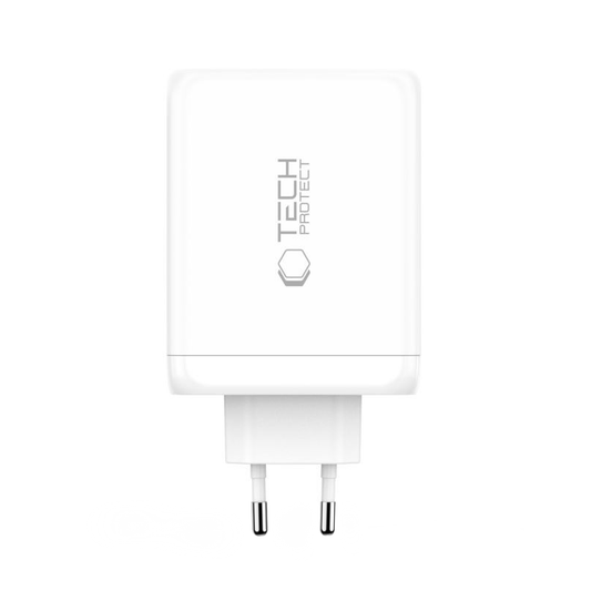 Netværksoplader Tech-Protect NC200W-GAN, 200W, 5A, 1 x USB-A - 3 x USB-C, Hvid