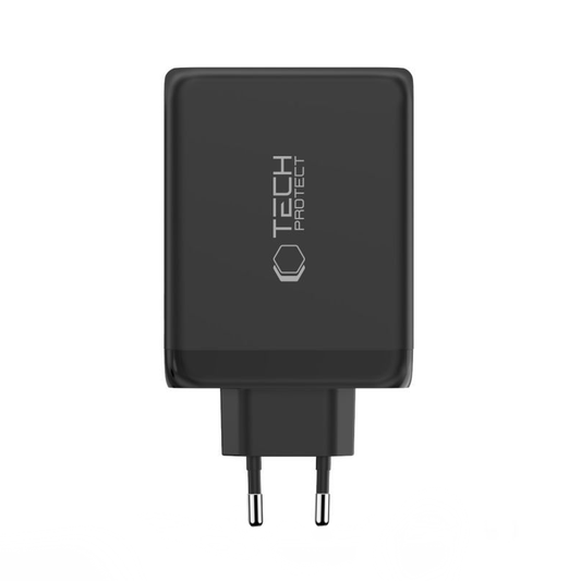 Tech-Protect NC200W-GAN netværksoplader, 200W, 5A, 1 x USB-A - 3 x USB-C, Sort